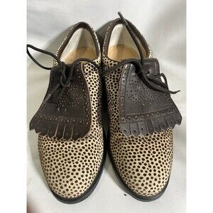 WALTER GENUIN HANDMADE ITALY, WOMEN'S WOVEN TAN BROWN LEATHER GOLF SHOES…